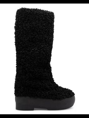 Gia Borghini Black Faux Sherpa Platform Boots